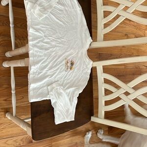 Billabong White Long Sleeve Cropped Shirt with Palm Tree Design Size Small